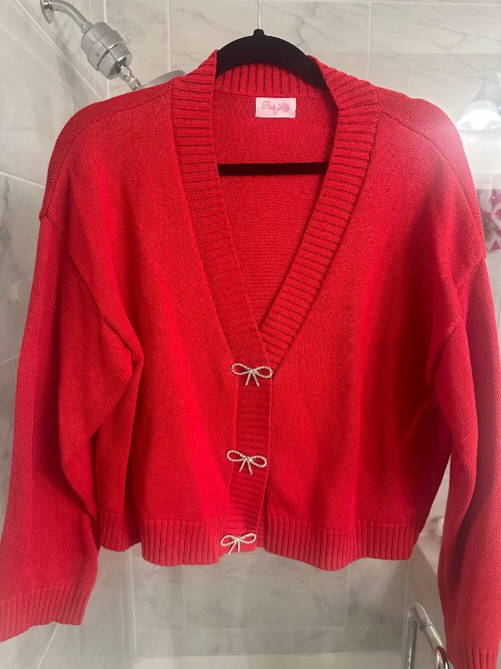 Pink Lily Bow Cardigan